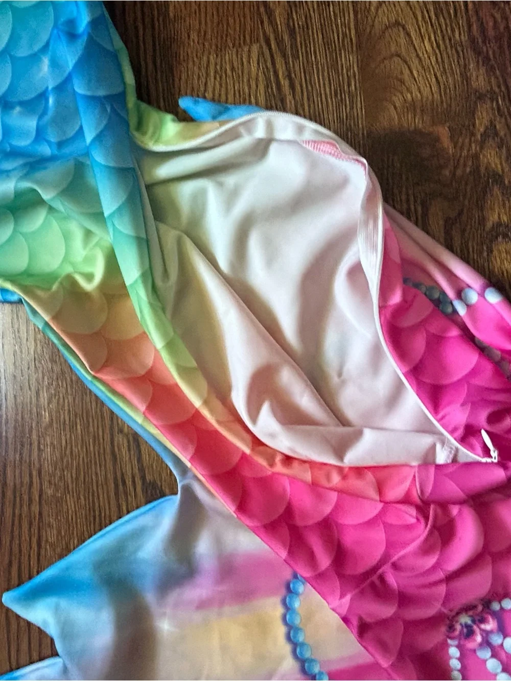 Girls Colorful Mermaid Princess Skirt - Pink Blue Gradient Sz 140